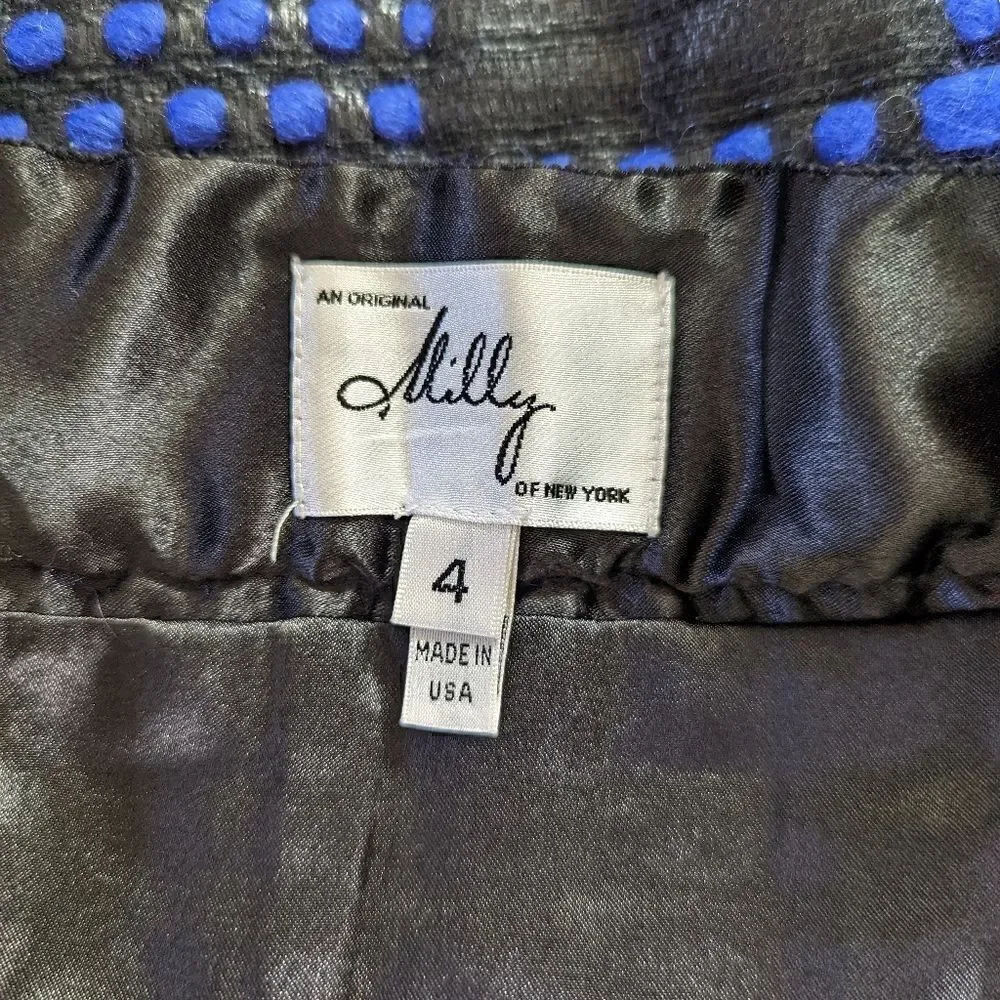 Milly of New York Mixed Media Plaid Wool Mini Skirt 4 Dark Feminine Rock Moody